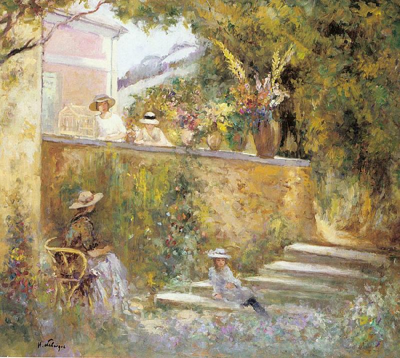 Lebasque, Henri Nono and Marthe in the Garden with Madame Lebasque china oil painting image